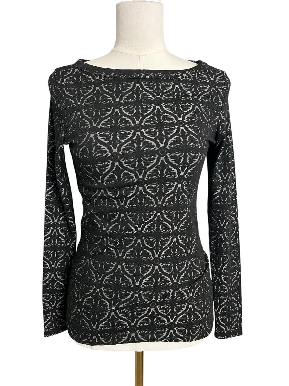 Philosophy Republic Clothing Gray Black Damask Knit Top XS NWT Career Whimsigoth
